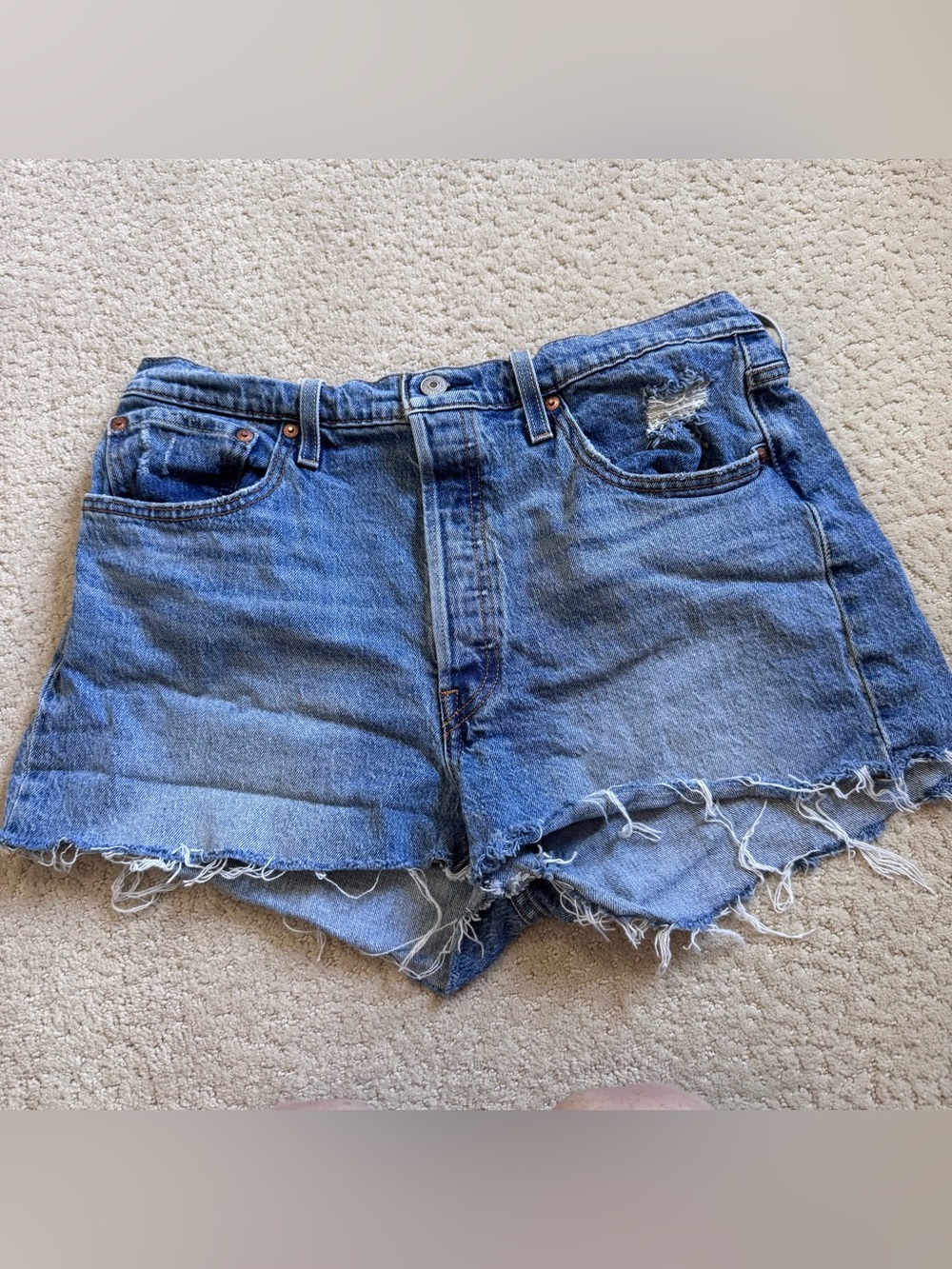 Levi's 501 Original Cutoff Jean Shorts Women's Button Fly Premium Denim Size 32